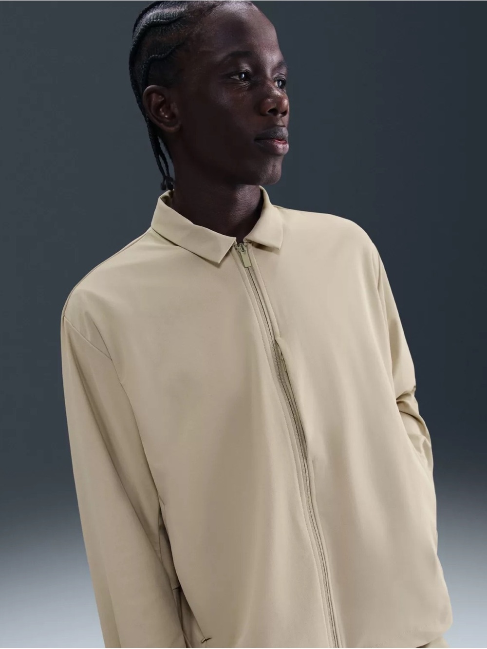 Nike Beige Lightweight Zip-Front Shirt Jacket